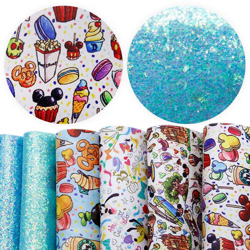 20*33cm Cartoon Faux Synthetic Leather Set Fabric For Bows Leather Crafts DIY Handmade Material Earrings,1Yc20504: 1092222001