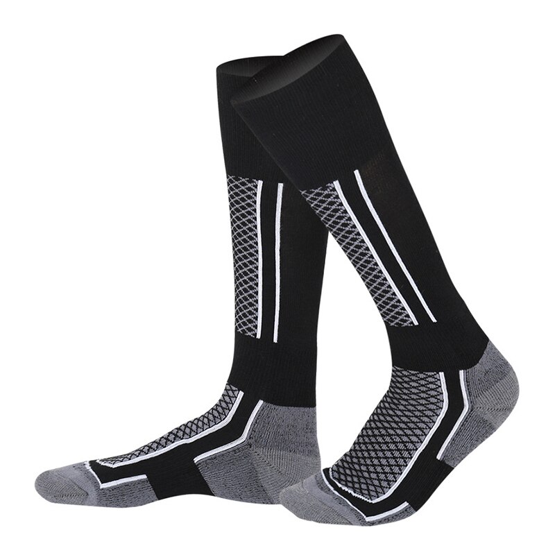 Winter Ski Sports Socks Women Man Thermal Long Ski Shock Absorption Snow Walking Hiking Socks Warm Breathable Snow Sports Socks: Gray