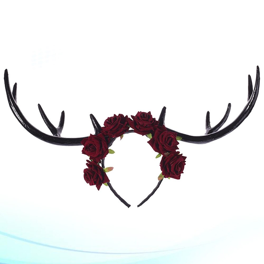 1pc store gevir hår bøjle fløjl rose elg horn pandebånd til halloween (brun + hvid)