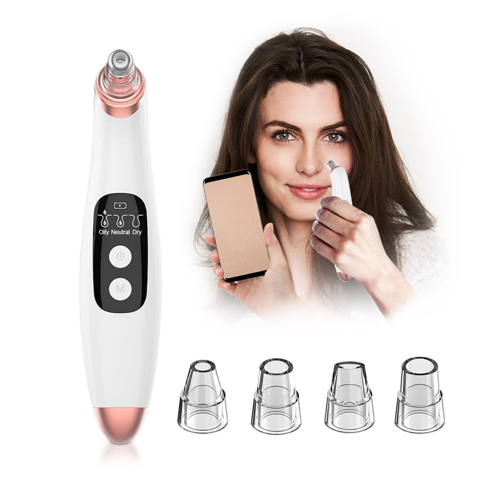 Blackhead Remover Pore Vacuum Electric Facial Cleaner Blackhead Extractor Comedo Removal Beauty Device USB Wifi and App Display