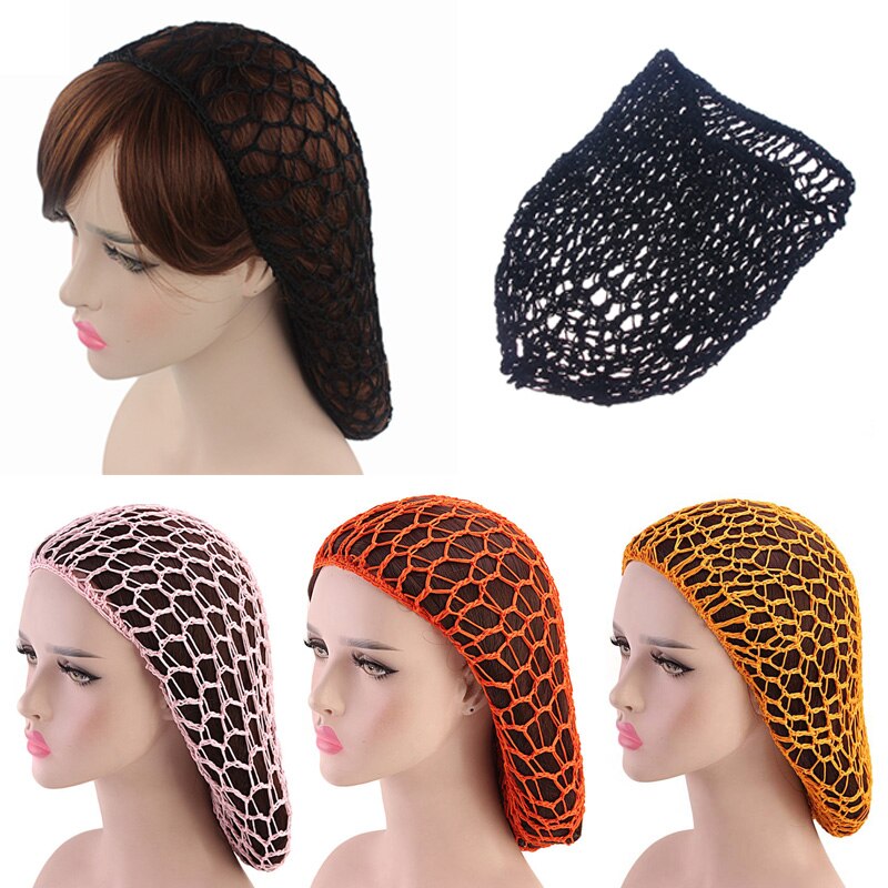 Women Ladies Soft Rayon Snood Hair Net Handmade Crocheted Hair Nets Mesh Breathable Hair Styling Hat Hatnight Cap Cheveux Femme
