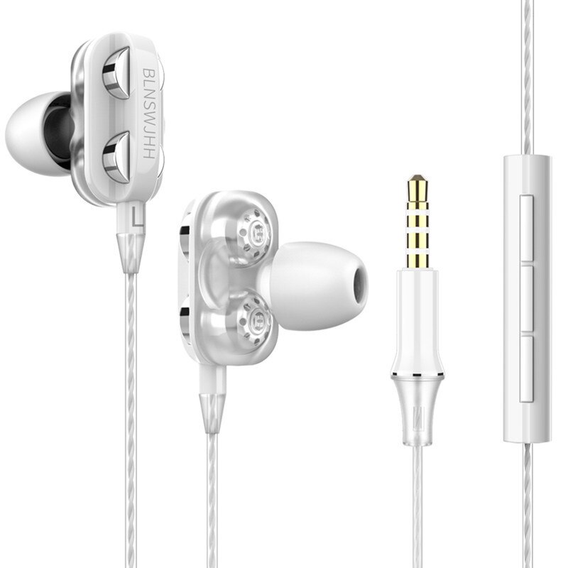 Nuovo Stile In-ear Cuffie Illecito Modello di Doppia Bobina mobile Due Altoparlanti con il Grano di Identificazione Intelligente Filo di Messa a Punto: A4 Unilateral Tuning Version White  Bag  