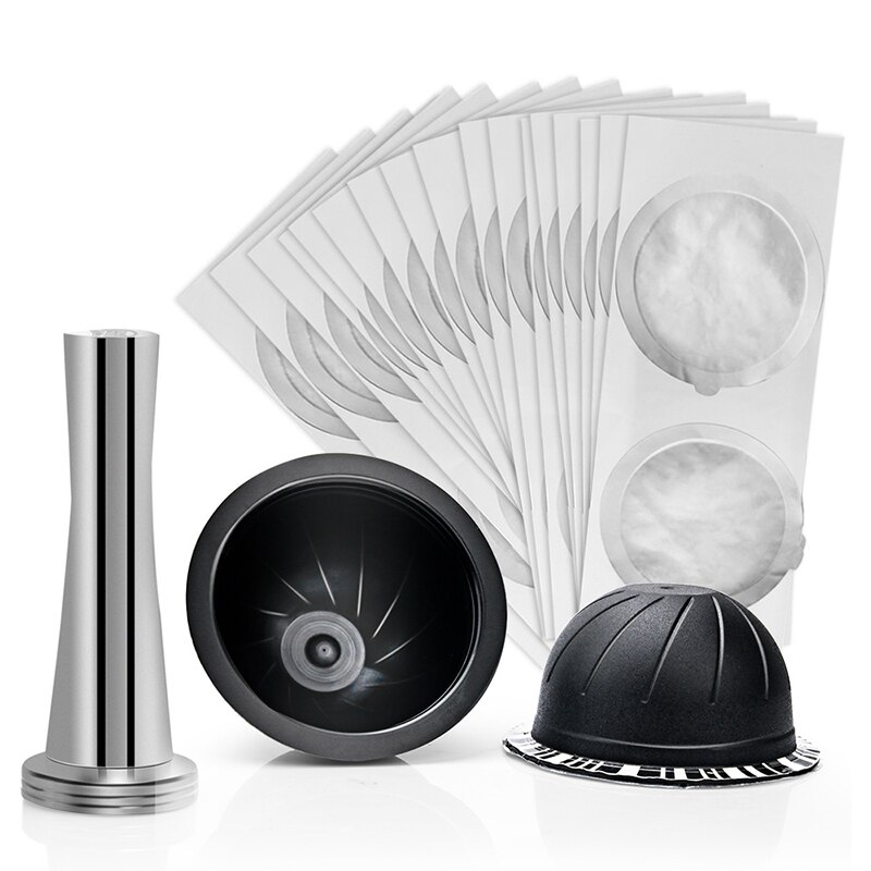 15 stk/sæt genanvendelige kaffekapsler sabotage aluminiumsfolie kit 70/230ml til nespresso vertuo env 135 bae & til krups  xn 9031
