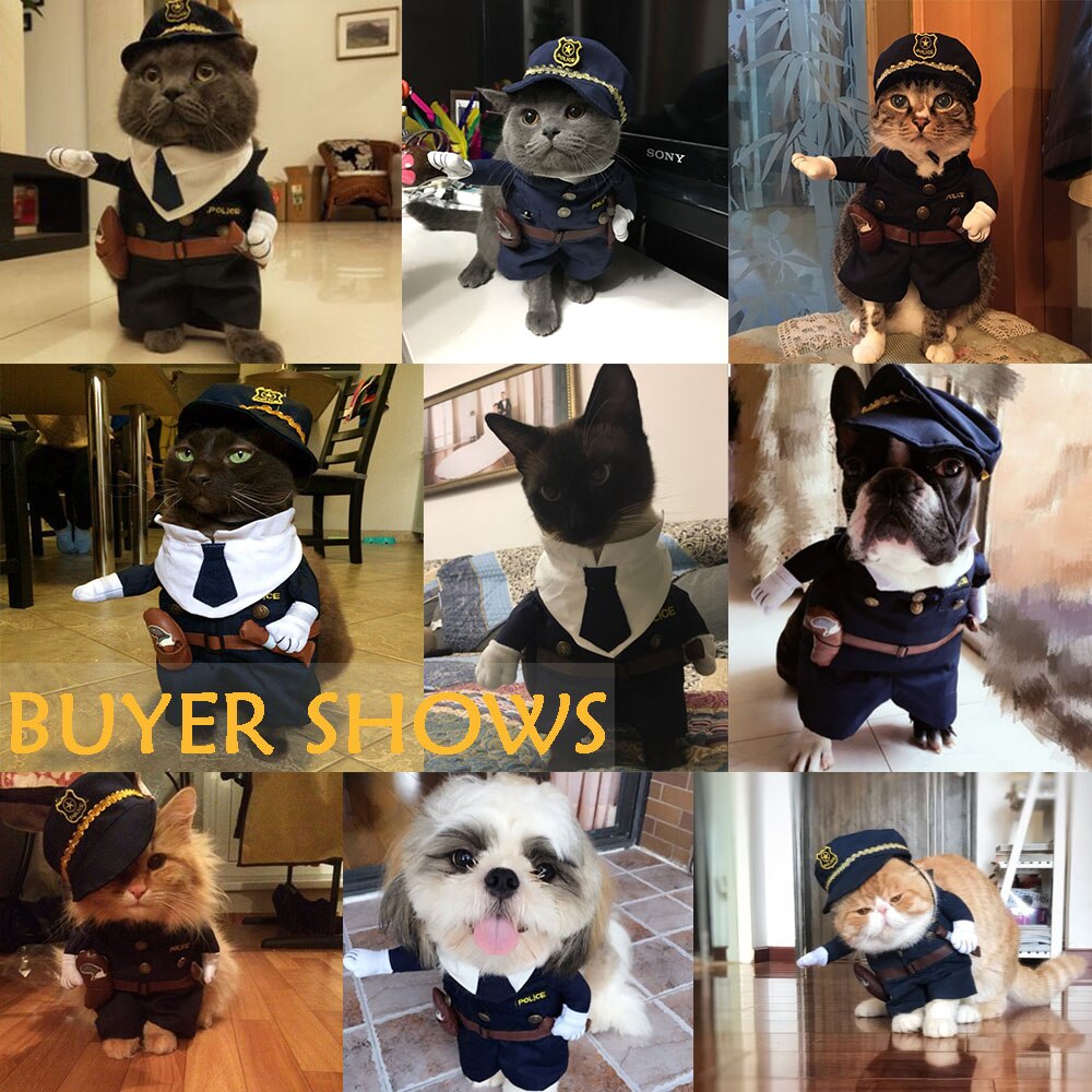 Funny Dog Costumes Cool Policeman Pet Dog Clothes Suit Puppy Clothing Coat Clothes For Dogs Costume for a cat Halloween Outfit