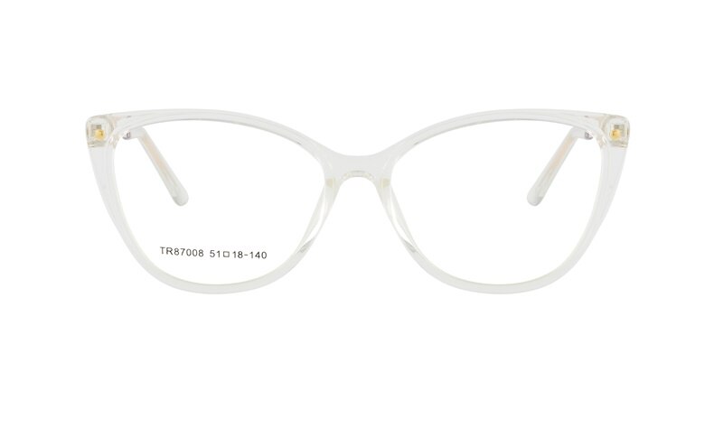 Monturas de gafas transparentes con luz azul para mujer, lentes de estilo de ojo de gato rojo, gafas graduadas con montura para ordenador: Transparent