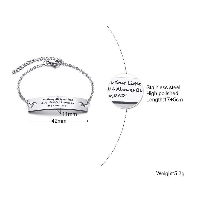 Ik Zal Altijd Uw Meisje. Je Zal Altijd Mijn Hero Armband In Roestvrij Staal Gegraveerd Armband Voor