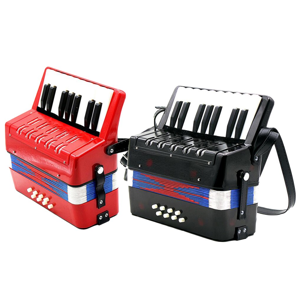 Gekke Verkoop Accordeon voor kinderen, 17 toetsen, 8 baspiano accordeon muziekinstrument voor beginners (rood