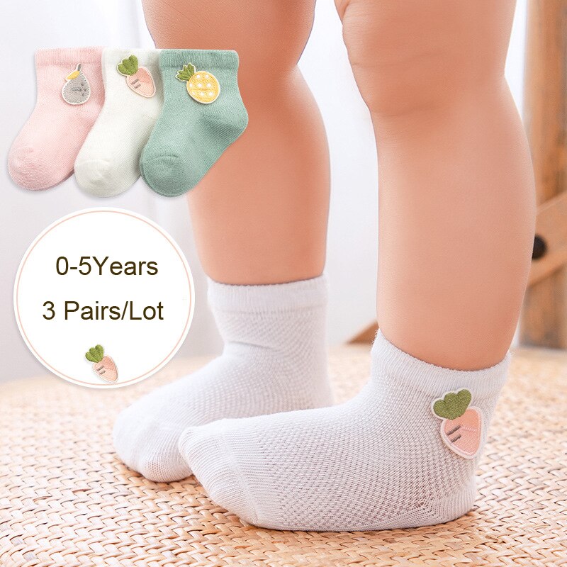 3 Paare/los Baby Sommer Socken einstellen für Neugeborene Kleinkind Nette Karikatur Gittergewebe Socke Jungen Mädchen Kleinkind freundlicher Baumwolle Dünne Socke 0-5 jahre