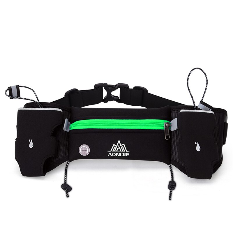 * AONIJIE E834 Marathon Jogging Fietsen Running Hydratatie Riem Heuptas Pouch Fanny Pack Telefoon Houder Voor 250 ml Water flessen: Green