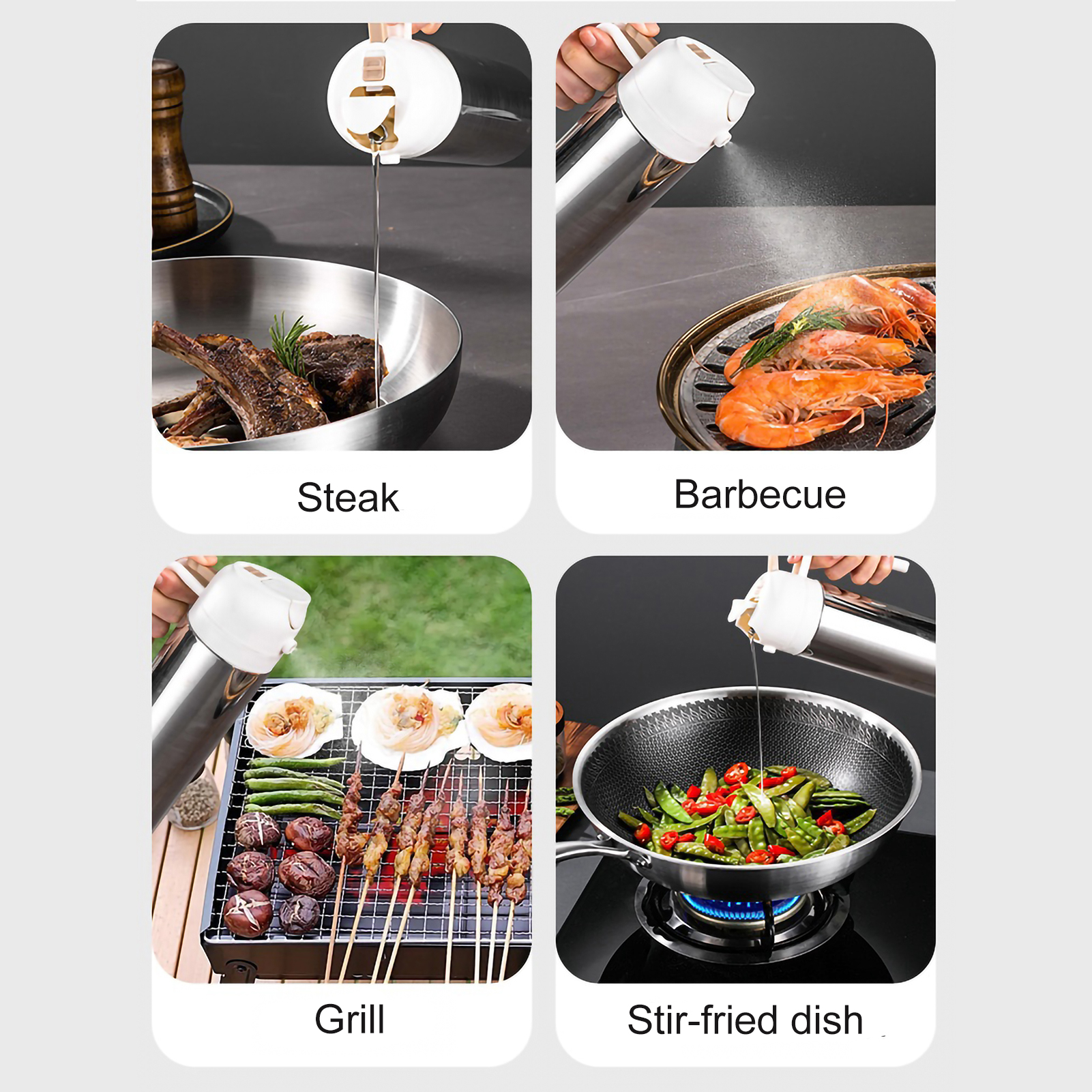 Kitchen Oil Spray Bottle 304 Stainless Steel Oil Spray Can Bbq Cooking Olive Oil Dispenser Large Quantity Vinegar Containers