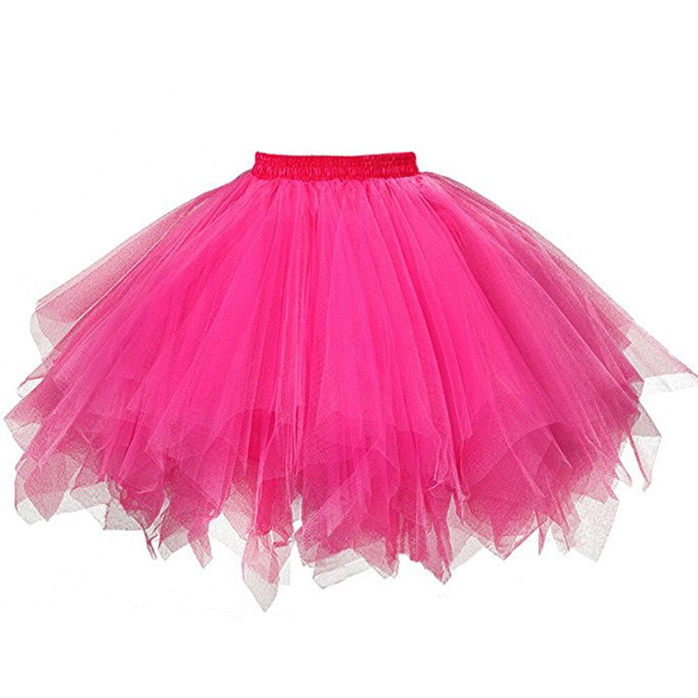 Skirts Womens Pleated Gauze Short Skirt Adult Tutu Dancing Skirt Lack,white,red,blue,purple,yellow Pink Colors: Hot Pink