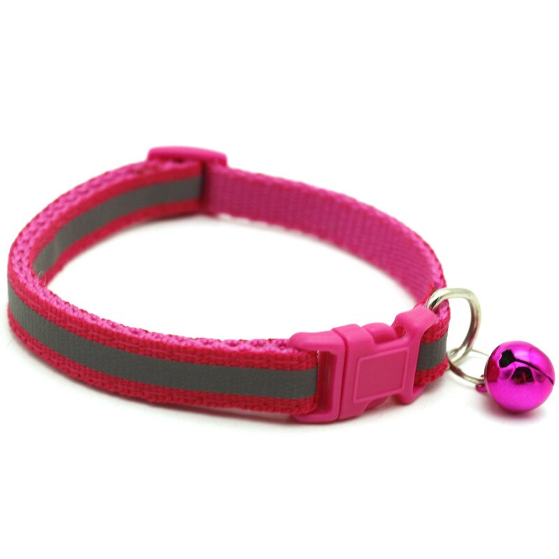 Collar reflectante para mascotas Collar campana ajustable tamaño adecuado para los gatos y suministros para mascotas perros básicos collares: Rose red