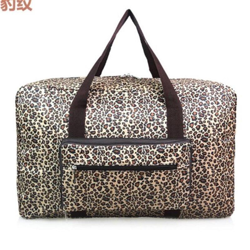 Large Capacity Bags Waterproof Function Handbags Shoulder Bag Women Tote Weekend Duffle Folding Luggage Travel Bag: Leopard