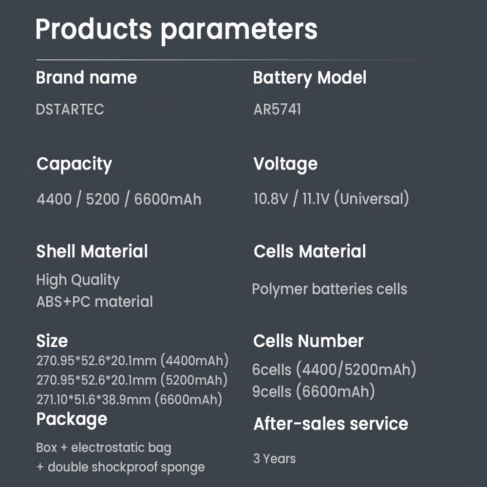 Pour Acer Aspire 4741g 7750g 5742g 5745g 5560g 5741g 5750g V3 V5 AS16A5K AS16A7K AS16A8K AS10D31 AS10D51 AS10D71 Batterie D&#39;ordinateur Portable