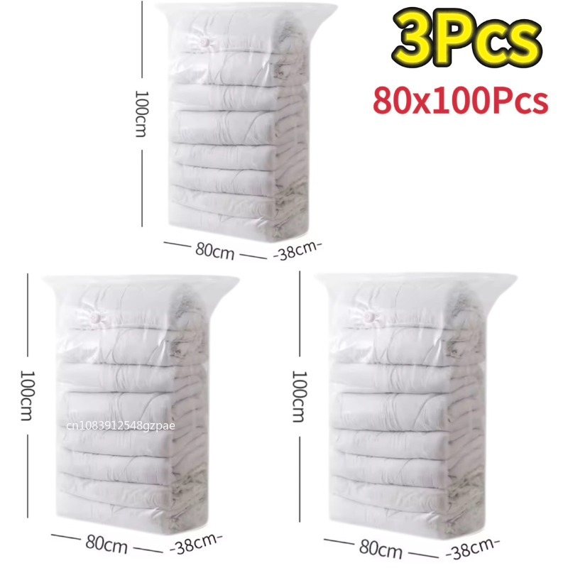 Bolsas de almacenamiento al vacío cúbicas, bolsas de plástico grandes para guardar ropa, edredón, mantas, bolsa vacía de compresión, 1-5 uds.: Castaño