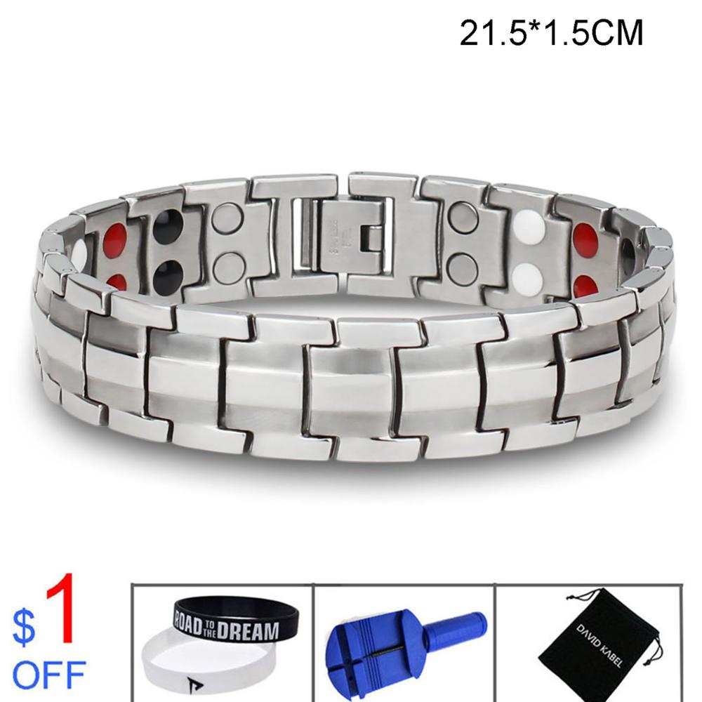 Bracelet d'équilibre énergétique Tourmaline Double rangée pour hommes bijoux de soins de santé hologramme Germanium Bracelets de thérapie magnétique guérison: G