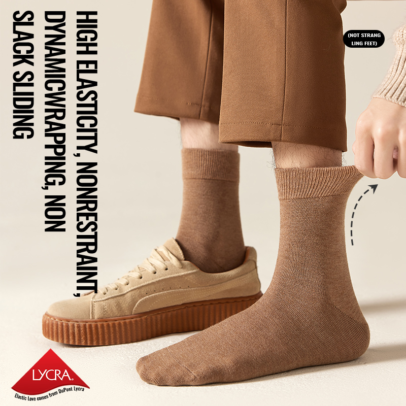 MiiOW calcetines de lana merina para hombre, calcetines gruesos de invierno con calefacción, botas de nieve de Cachemira resistentes al frío, calcetines de negocios de toalla cálidos marrones Retro