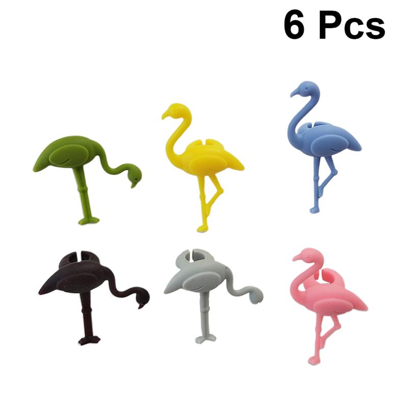 6 Stuks Siliconen Wijnglas Charm Marker Flamingo Vorm Drinken Label Identificatie Wijn Glas Flamingo Mark Herkenner Party Supply