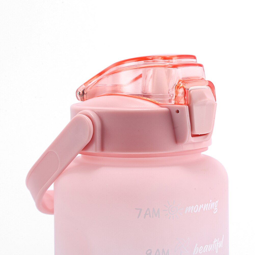 2000ML Large-Capacity Water Bottle With Time Scale Reminder Elastic Straw Sports Bottle Keak-Proof Frosted Outdoor Drinkware