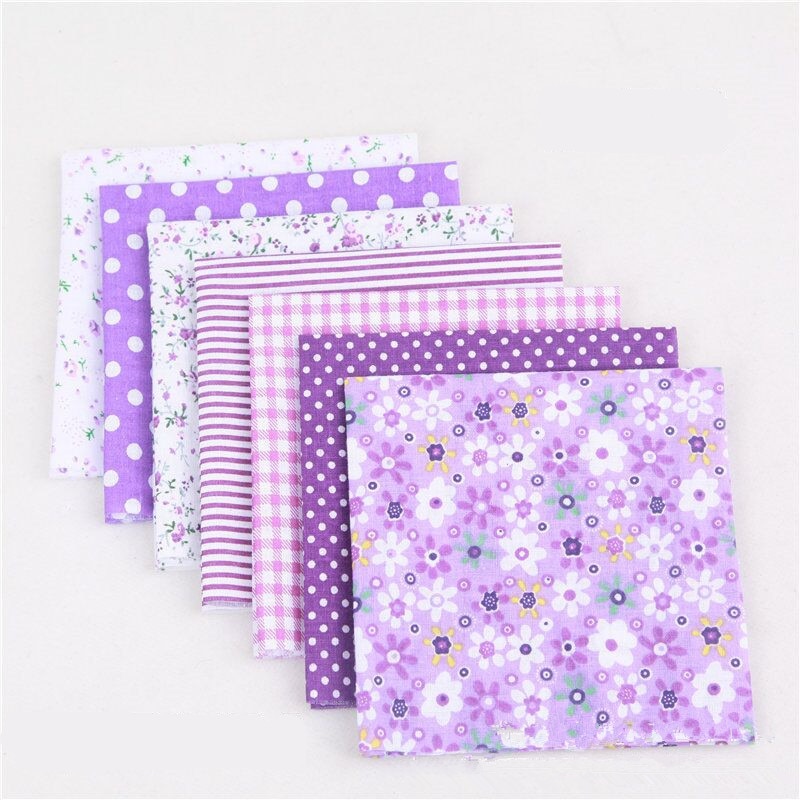 7pcs/lot Patchwork DIY Sewing Mixed Style Floral Print Cotton Fabric Cloth Crafts Bundle Sewing Material 25x25cm