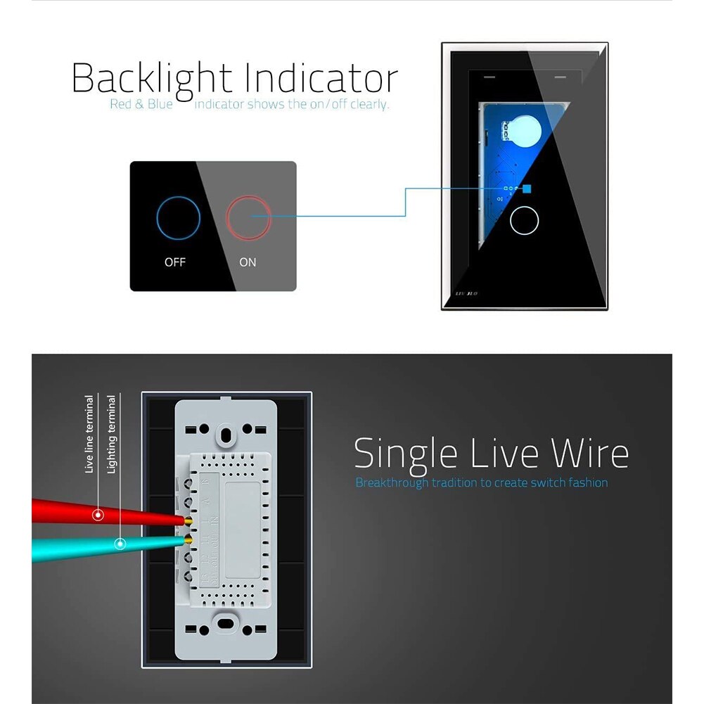 Tuclix 120 Wifi Rf Touch Panel Smart Switch 2 Gang Schakelaar