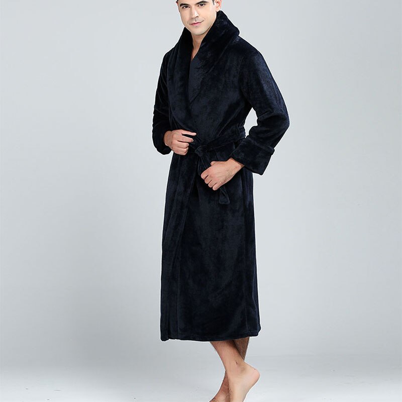 Men Autumn and Winter Style Robe Sex Robes Men Nightgowns Long sleeve Pajamas Flannel Mens Robe Fleece Bathrobe