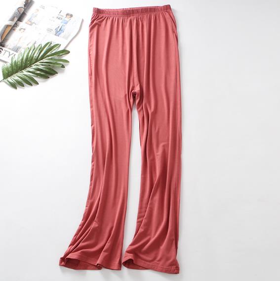 Large Size Modal Cotton Women's Home Pant Spring Autumn Female Sleepwear Pijama Trousers Pantalones De Mujer: Brick red / M