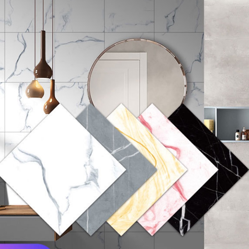 Vandtætte gulvklistermærker selvklæbende marmor tapeter badeværelse wallsticker hus renovering decals gør-det-selv væg gulv indretning