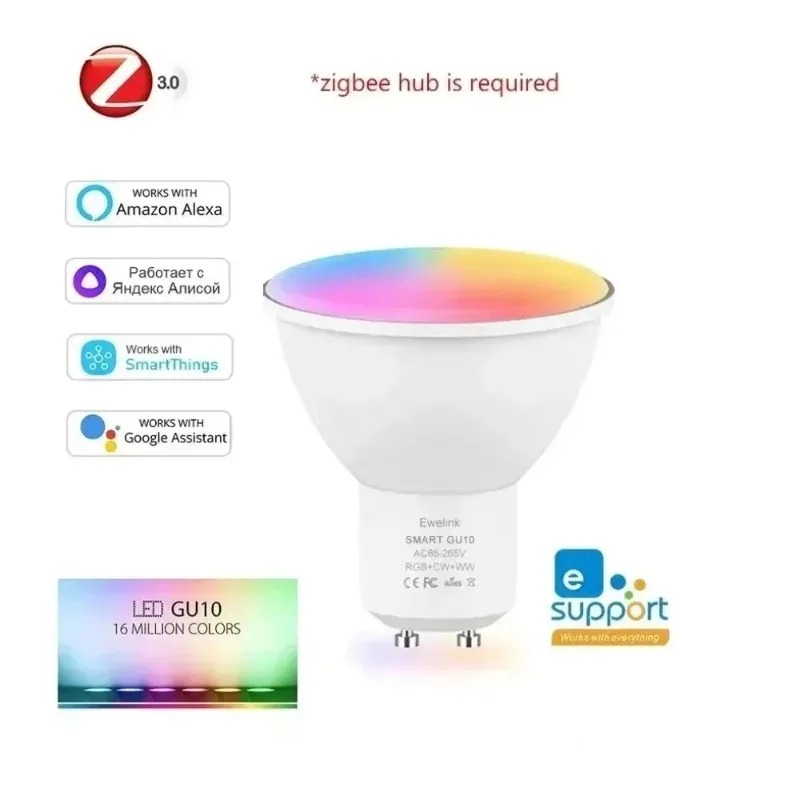 EWelink GU10 Lampadina WiFi Zigbee RGB LED Lampade dimmerabili 3000-6500k Lampadine Controllo remoto vocale APP con Alexa Google Salute: pacchetto2