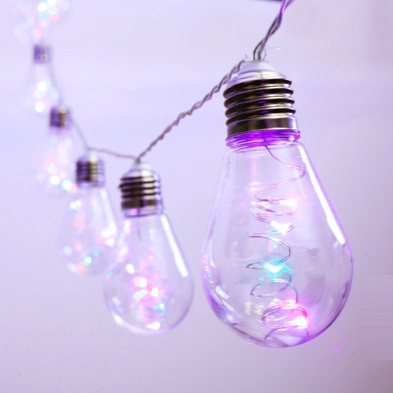 LED Copper Wire Bulb String Lights 10 Retro Bulbs 4M AA Battery Power Home Curtain Fairy Garland String Wedding Party Xmas Decor