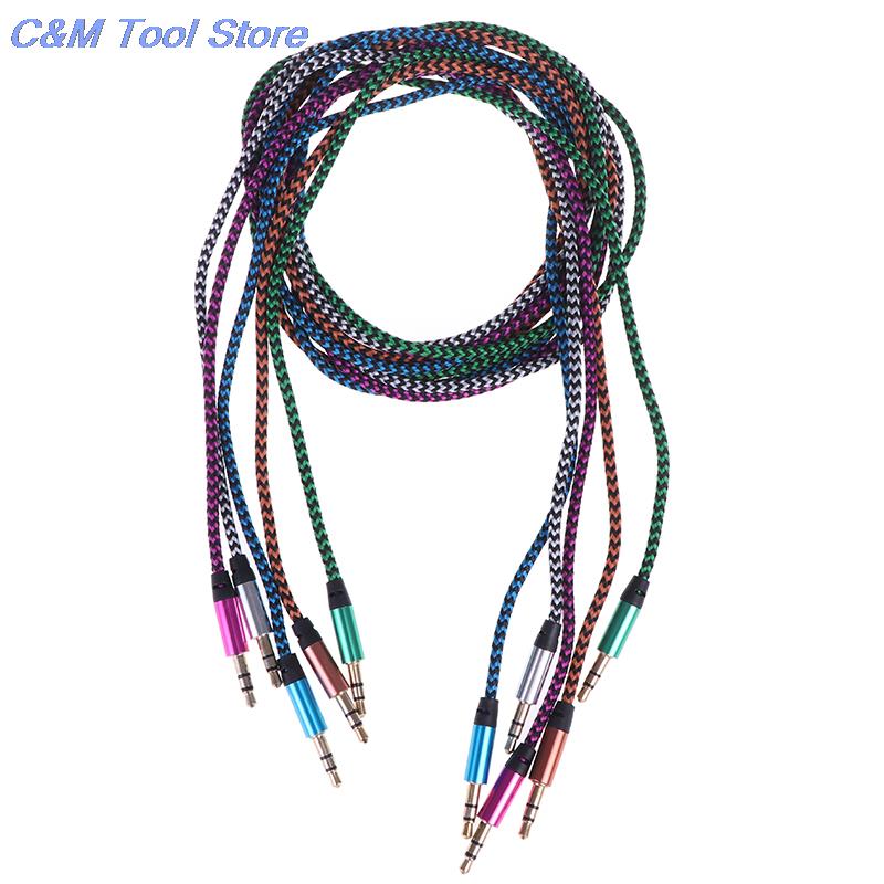 1M Aux Kabel Man Op Man Doek Audio Aux Kabel Gold Plug Auto Aux Koord Nylon Jack Audio Kabel 3.5 Mm Tot 3.5 Mm