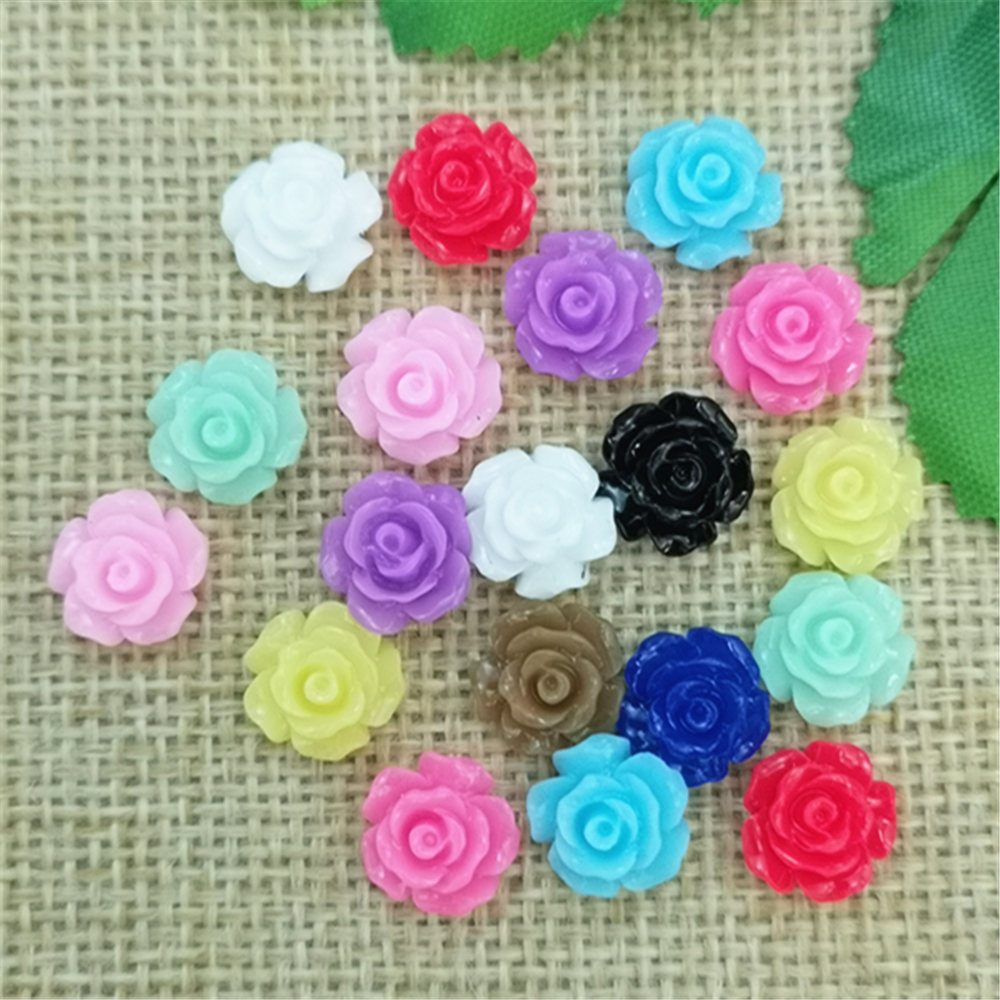 80pcs Resin Rose Kralen Knoppen Versieringen Scrapbooking DIY Craft 10mm: Mix