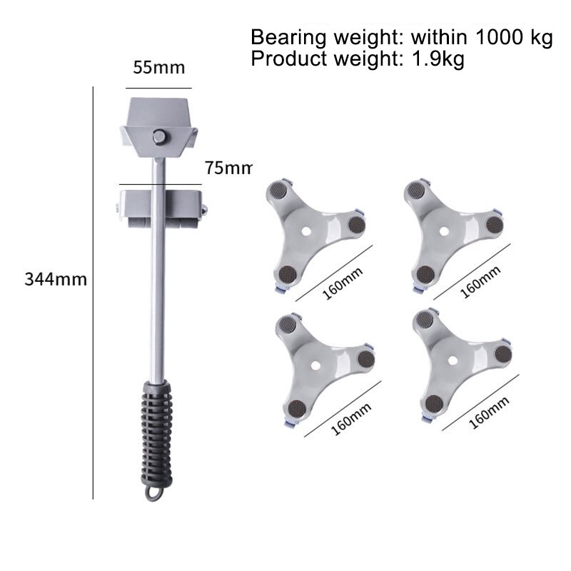 Max Load-Bearing 1000Kg Furniture Transport Lifter Shifter Metal Heavy Duty Stuffs Moving Tool for Household Mover: C01