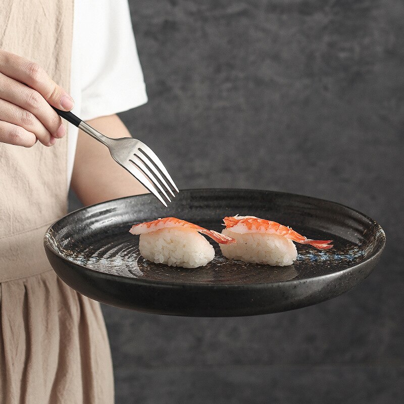 Japanse Retro Schotel Keramische Steak Plaat Creatieve Ronde Diepe Rivierkreeft Grote Platte Ceramica Westerse Gerechten Platen Servies