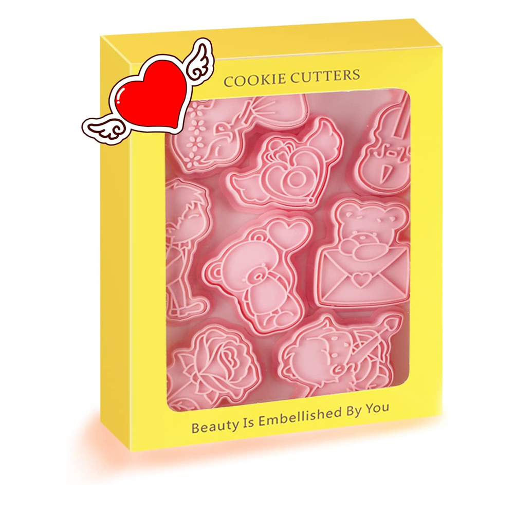 Mooie 3d Valentijnsdag Cookie Cutters Set Plastic Mini Biscuit Cutter Mold Voor Valentijn Party Bakken Fondant Cake Stempel tool: Default Title