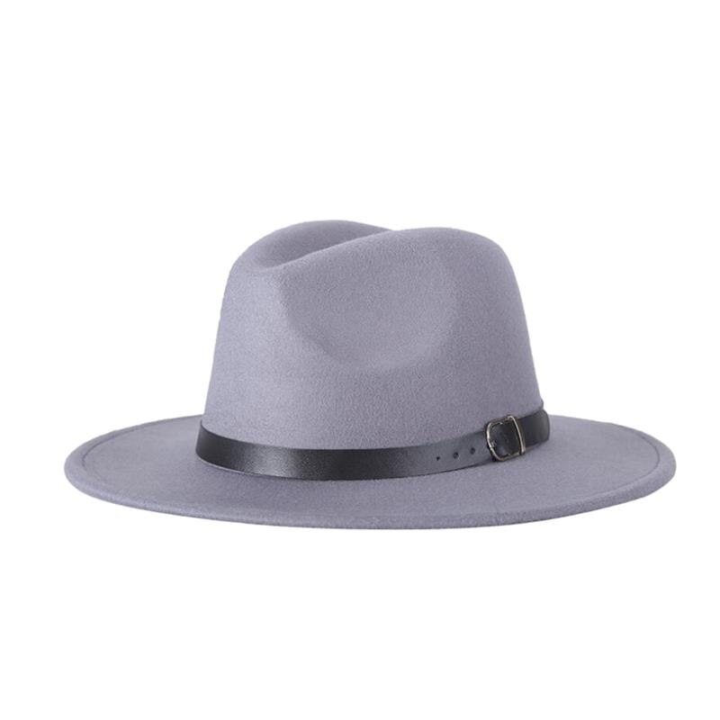 Sombrero de ala ancha de fieltro para mujer, gorro cálido Vintage, accesorios de ropa de viaje para , Invierno: gray