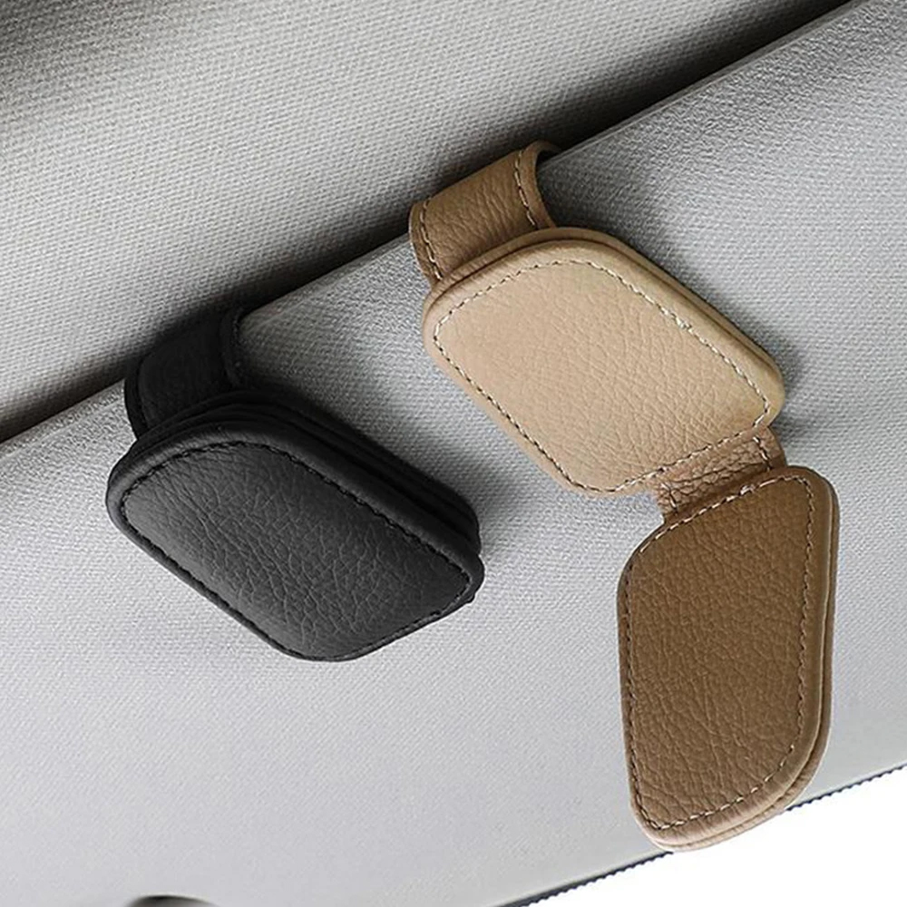 Universal Auto Sonnenbrille Halter Auto Magnetische Leder Clip Karte Ticket Halter Auto Sonnenblende Gläser Box Dekoration Zubehör