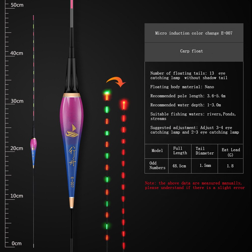 Attrezzatura per galleggiante da pesca con allarme intelligente a portato con batteria CR425 accessori per tappo per patata fritta con rilevamento a gravità: E007