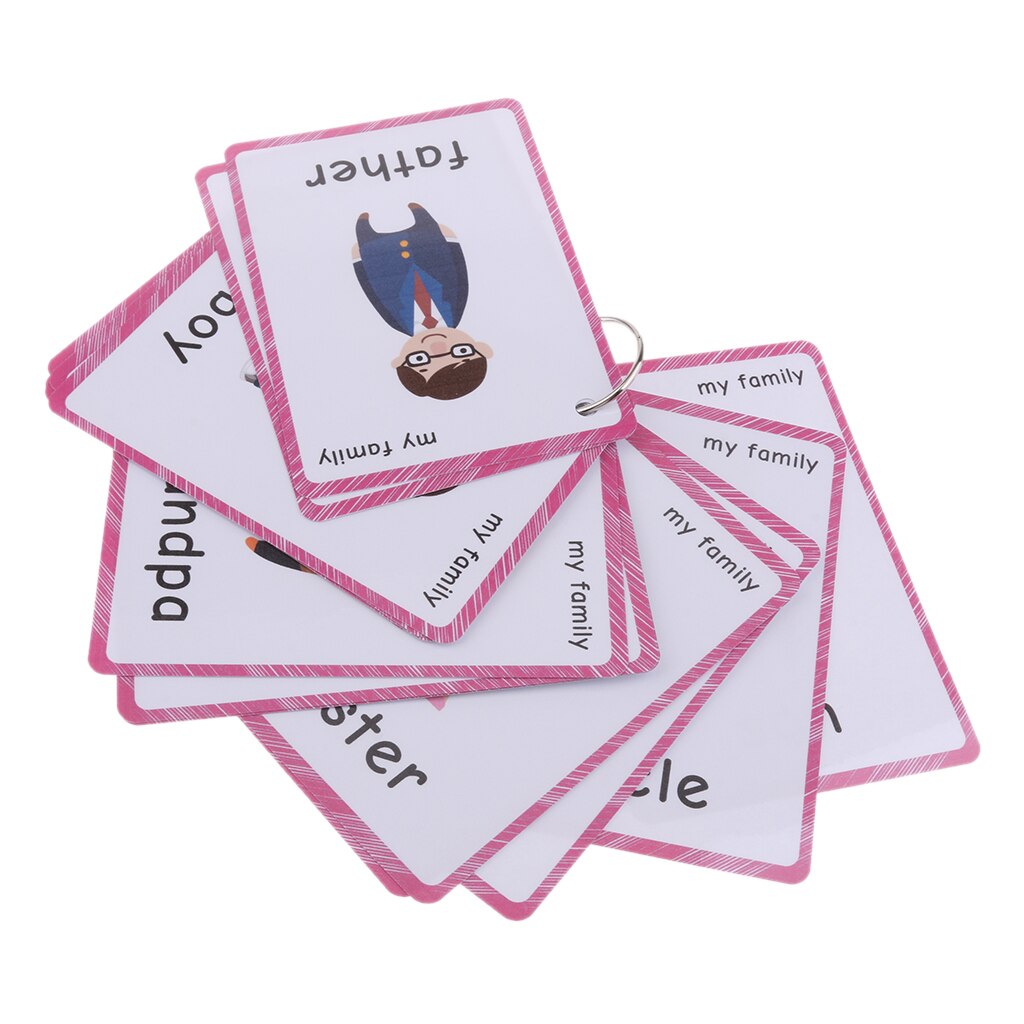 Flashcards With Ring Storing Adorable Illustrations Sight Word Flash Cards: My Family - 15 Piec