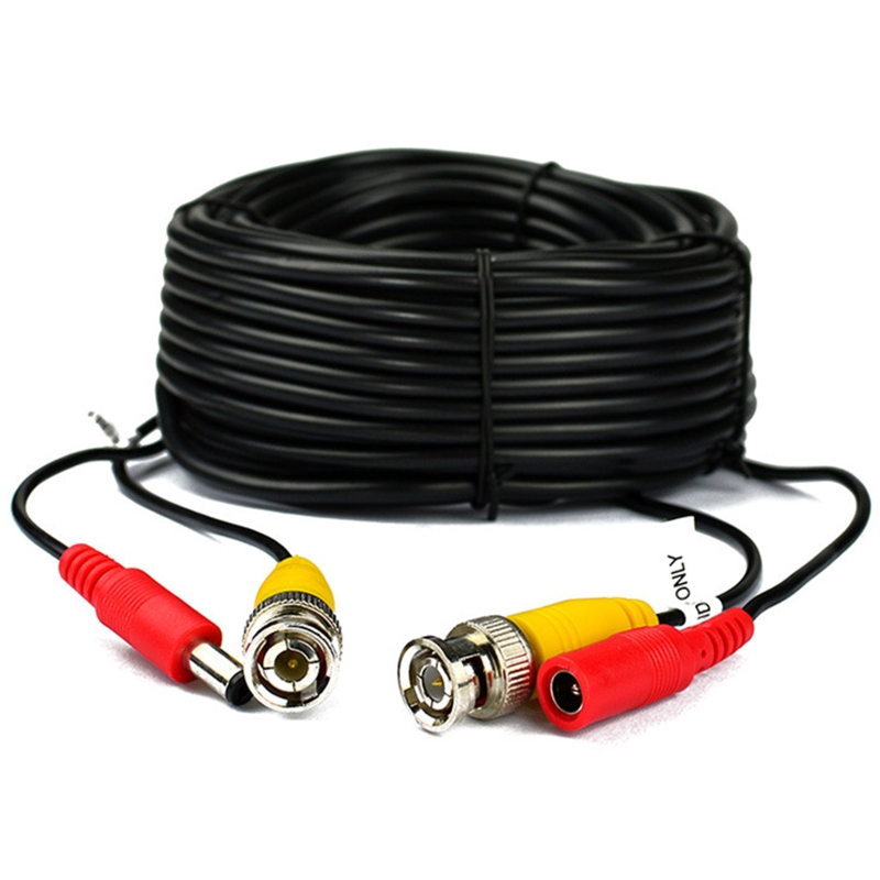 CCTV Security Camera Cable CCTV Video Power Wire BNC for DC Cord DVR Black