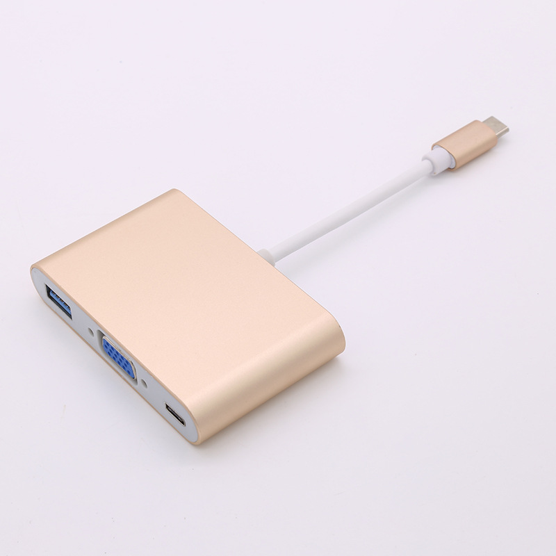 LYBALL USB C 3,1 Typ-C zu VGA USB 3.0 USB Typ C PD Hub Weibliche Adapter für Neue Macbook 12 zoll Chromebook Pixel Lumia 950XL