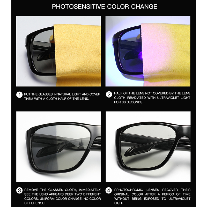 Mens Driving Photochromic Sunglasses Men Polarized Discoloration Driver Sun glasses Transition Lens Sunglasses UV400 Anti-Glare