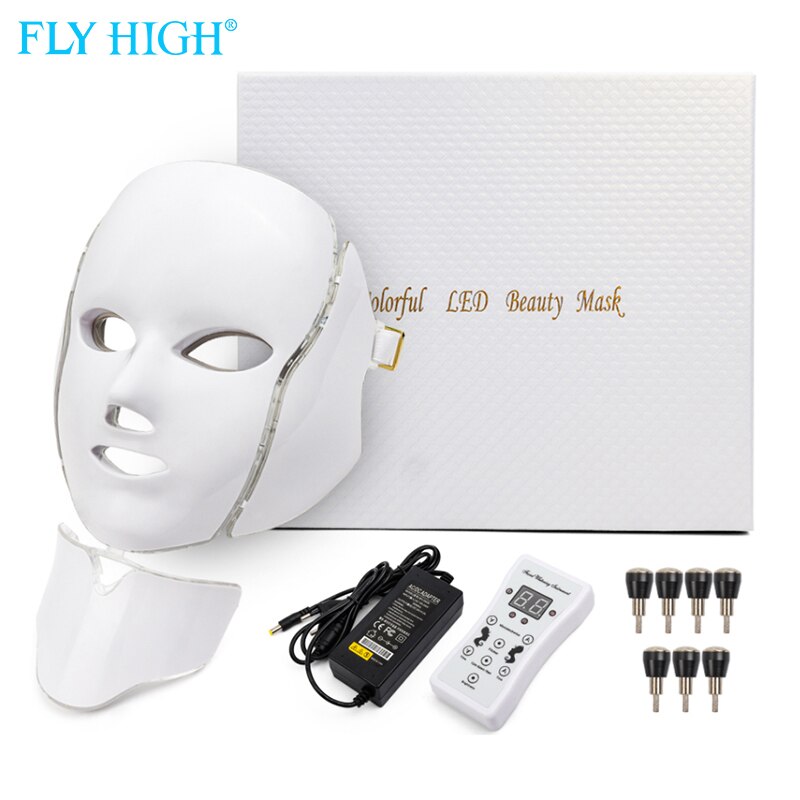 Mascarilla Facial Led de 7 colores para terapia de fotones, máquina de terapia de luz para terapia de acné, máscara de belleza para el cuello