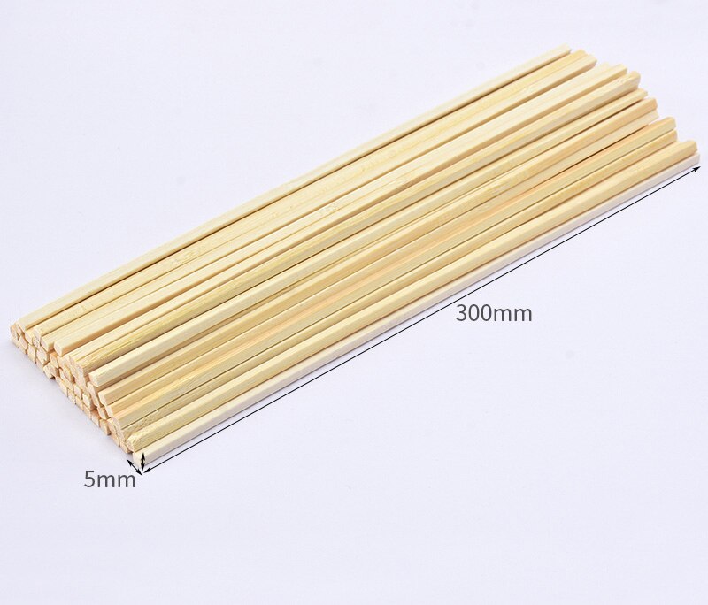 50 Pcs Round Bamboo Wooden Stick Rod Square Strip For Crafts Food Model Making For DIY Food Craft Useful Wood For Home DIY: B5