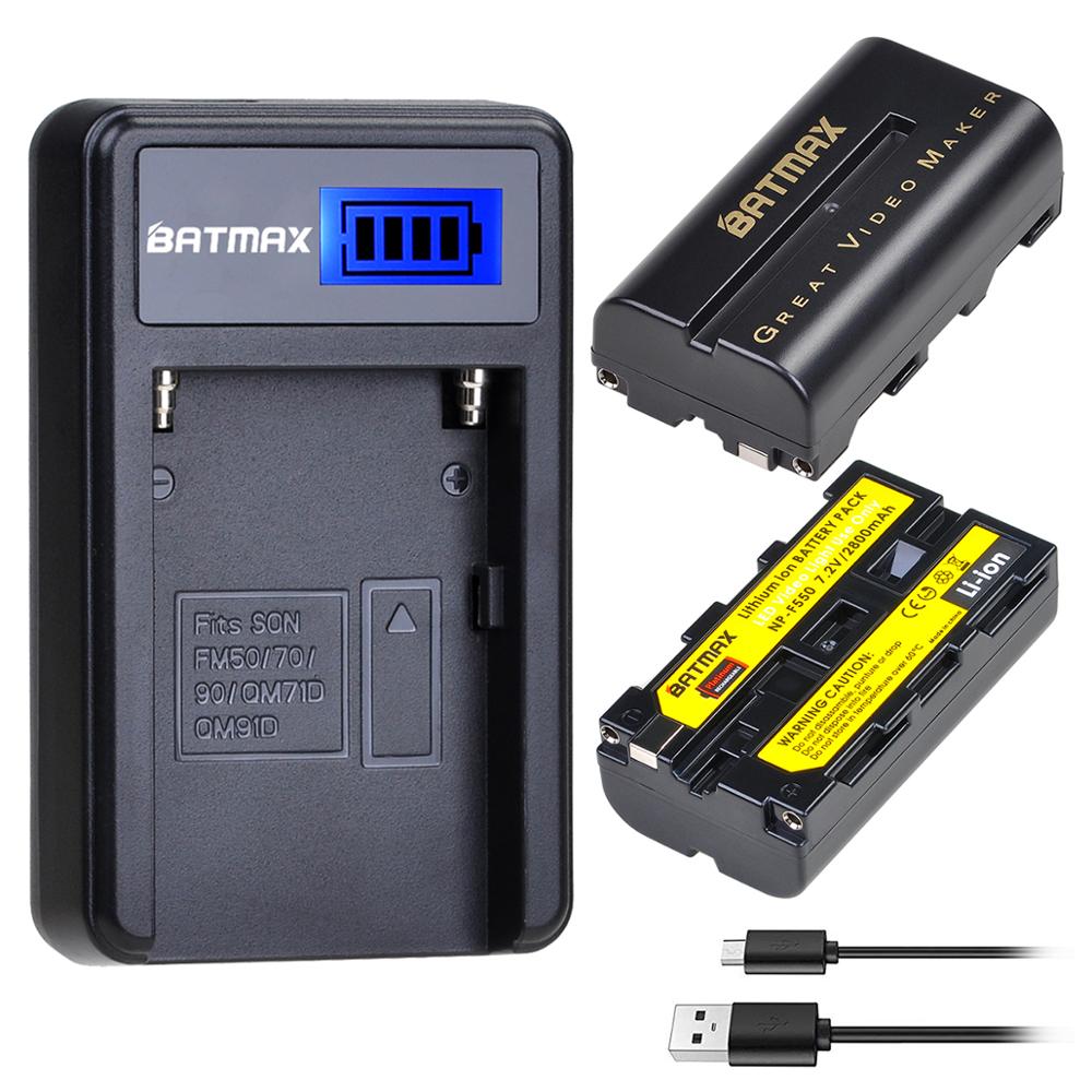 Batmax NP-F550 NP-F570 F550 F570 Batterie + LCD USB Ladegerät für Yongnuo Godox LED Video Licht YN300Air II YN300 III YN600 Air L132T: 2battery and charger