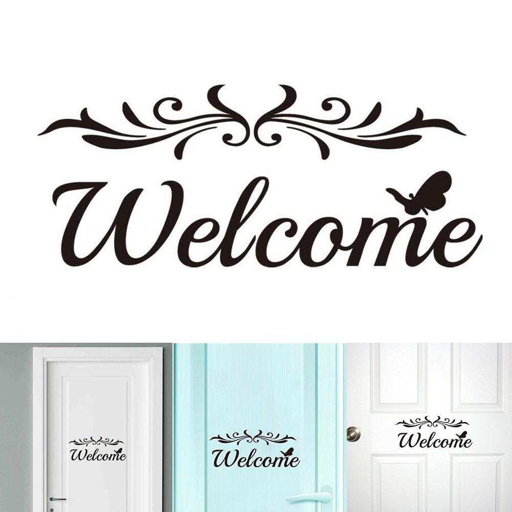 Home Decoration Letter Sign Welcome Wall Stickers Removable Self-Adhesive Decor Pattern Wall Decals Door Stickers