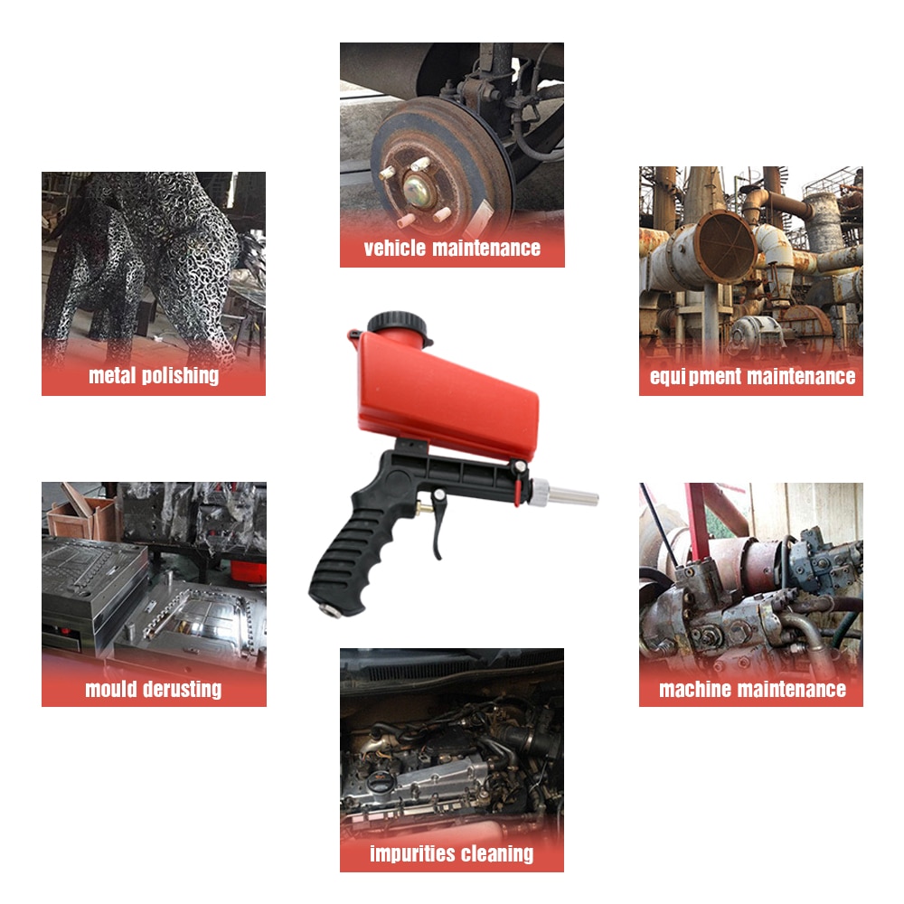 90 psi mini aerodynamisk sandblästringsmaskin justerbar pneumatisk sandblästringssats 700 cfm bärbar sandblästringspistol elverktyg