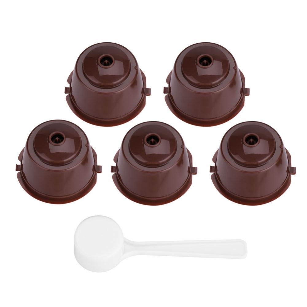 2/3/4/5/7Pcs Reusable Refillable Magic Coffee Capsule Nescafe Dolce Gusto Nespresso Capsule Holder For Coffee Maker Machines: 5pcs brown