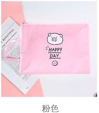 Coloffice-Bolso pequeño para estudiantes, pequeño producto coreano de llenado fresco, Tutorial, sencillo, portátil, con cremallera, bolsa de libros, bolsa de almacenamiento de archivos A4, 1 ud.: pink