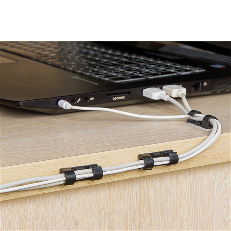 Datakabel Opslag Gesp Kabel Huishouden Draad Opslag Clip Gesp Manager Vaste Kabel Clip Huishoudelijke Datakabel Afwerking Tool: black / 16pcs